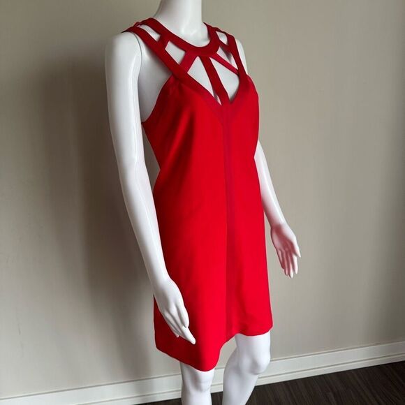 BCBGMAXAZRIA Red Cutout Mini Dress Size S - Picture 2 of 6